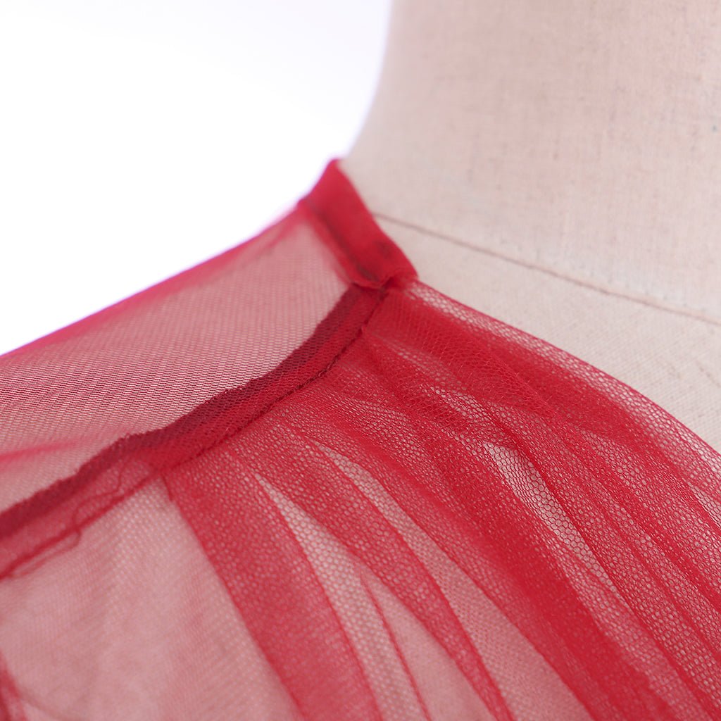 Bata de Novia Boudoir Siglo XVIII Medieval Roja Transparente de Tul Pijama Largo Disfraz para Mujeres - Fantasia Cosera