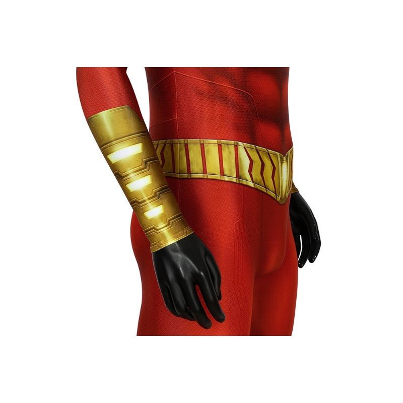Traje de Cosplay de Shazam Billy Batson Captain Marvel Body-suit Zentai Ajustado - Fantasia Cosera