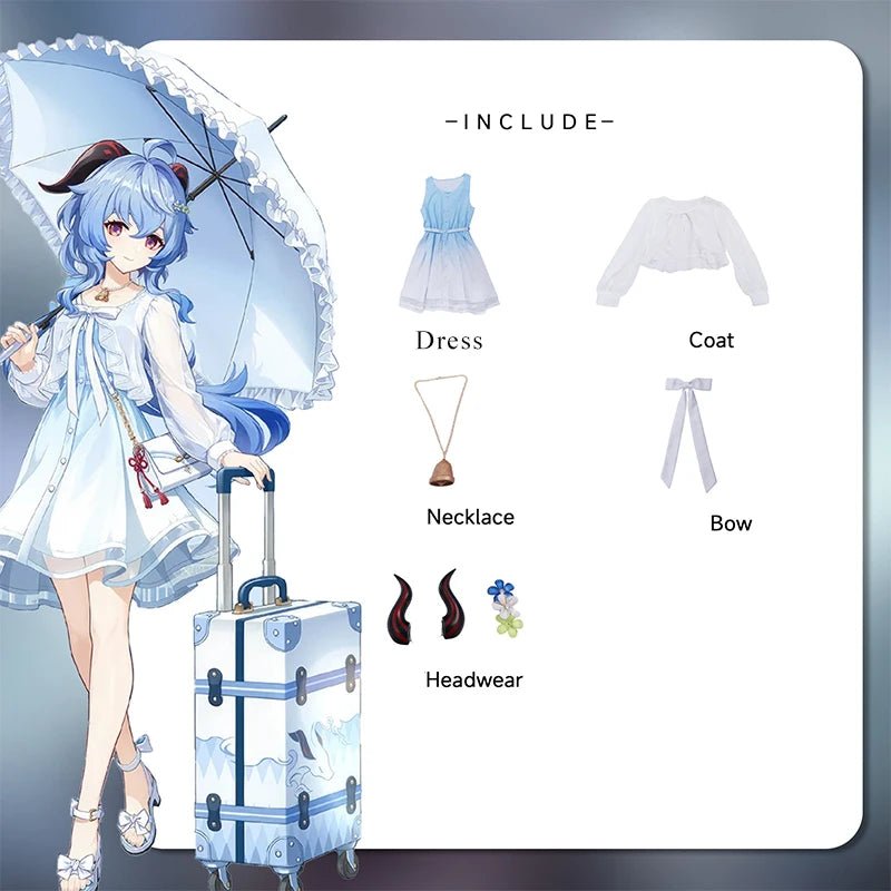 Vestido Original de Genshin Impact Ganyu en Degradé Azul y Blanco para Mujer - Disfraz de Cosplay Elegante para Fiestas de Halloween - Fantasia Cosera