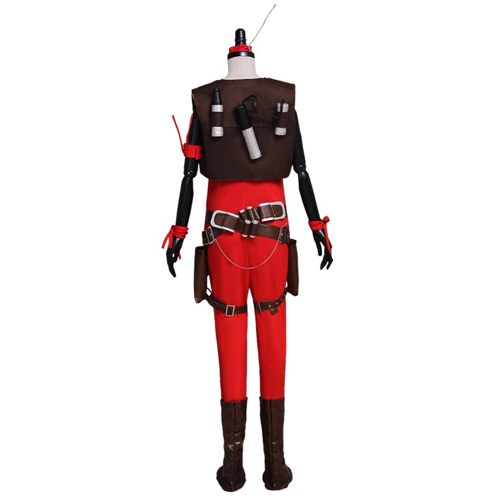 Traje de Cosplay de Aurra Sing para Mujer - Mono Rojo con Cinturón Juego Completo - Fantasia Cosera