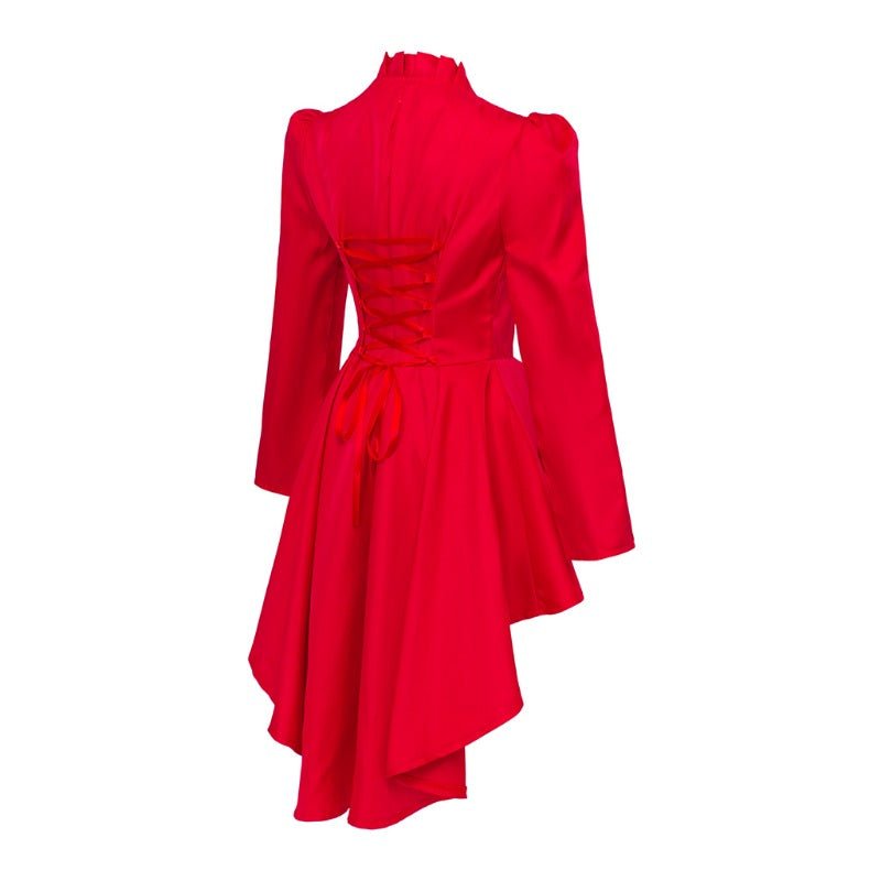 Vestido Gótico Medieval de Cocktail Alto-Bajo – Traje de Cosplay de Manga Larga para Mujer - Fantasia Cosera