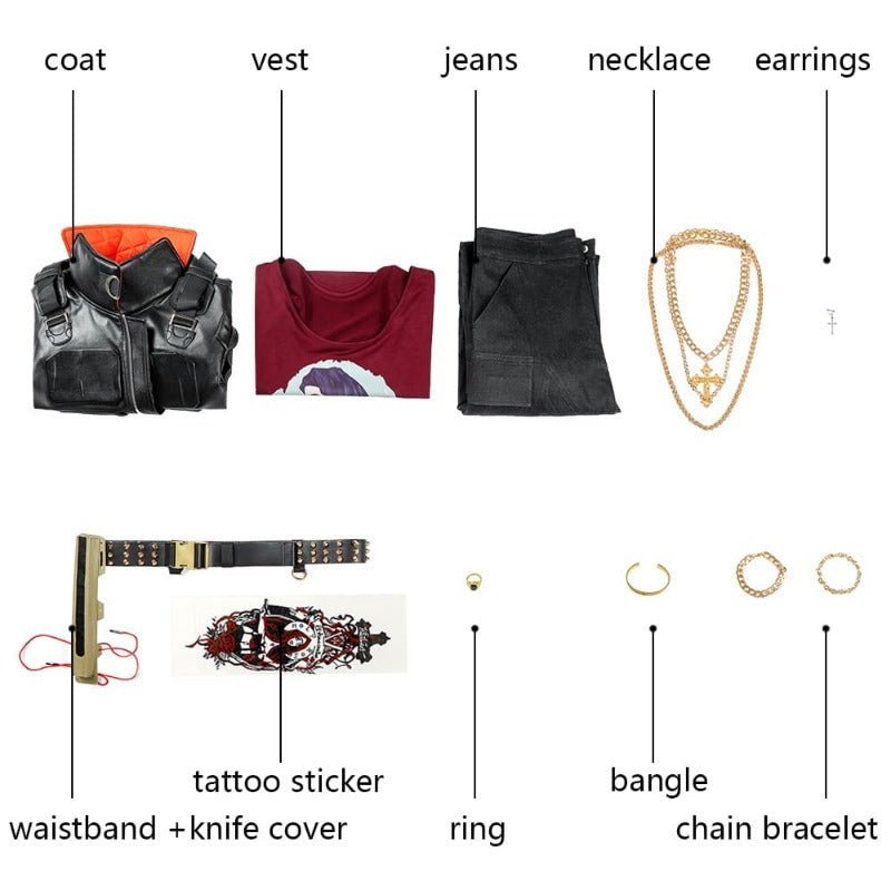 Traje de Cosplay Jackie 2077 en Piel Artificial Negro para Halloween y Fiestas - Fantasia Cosera