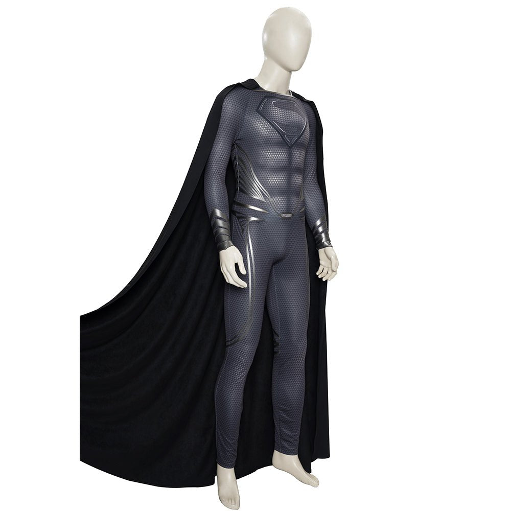 Traje de Clark Kent Cosplay para Hombres, Traje Negro, Capa, Botas, Conjunto Completo Disfraz de Halloween - Fantasia Cosera
