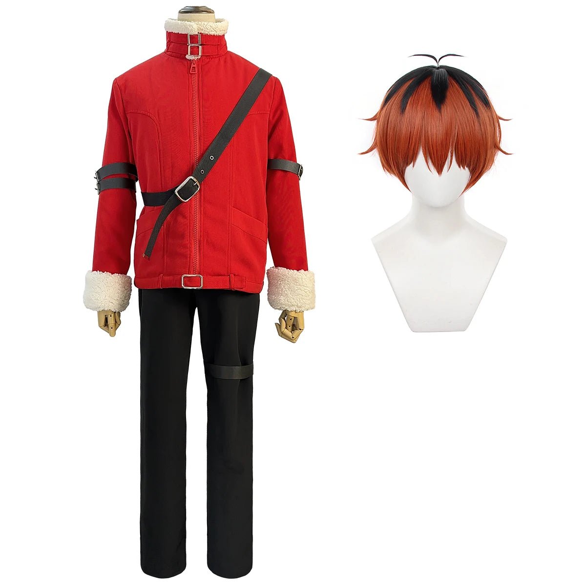 Traje de Cosplay de Stark de Frieren: Beyond Journey's End - Chaqueta Roja y Pantalones Negros - Fantasia Cosera