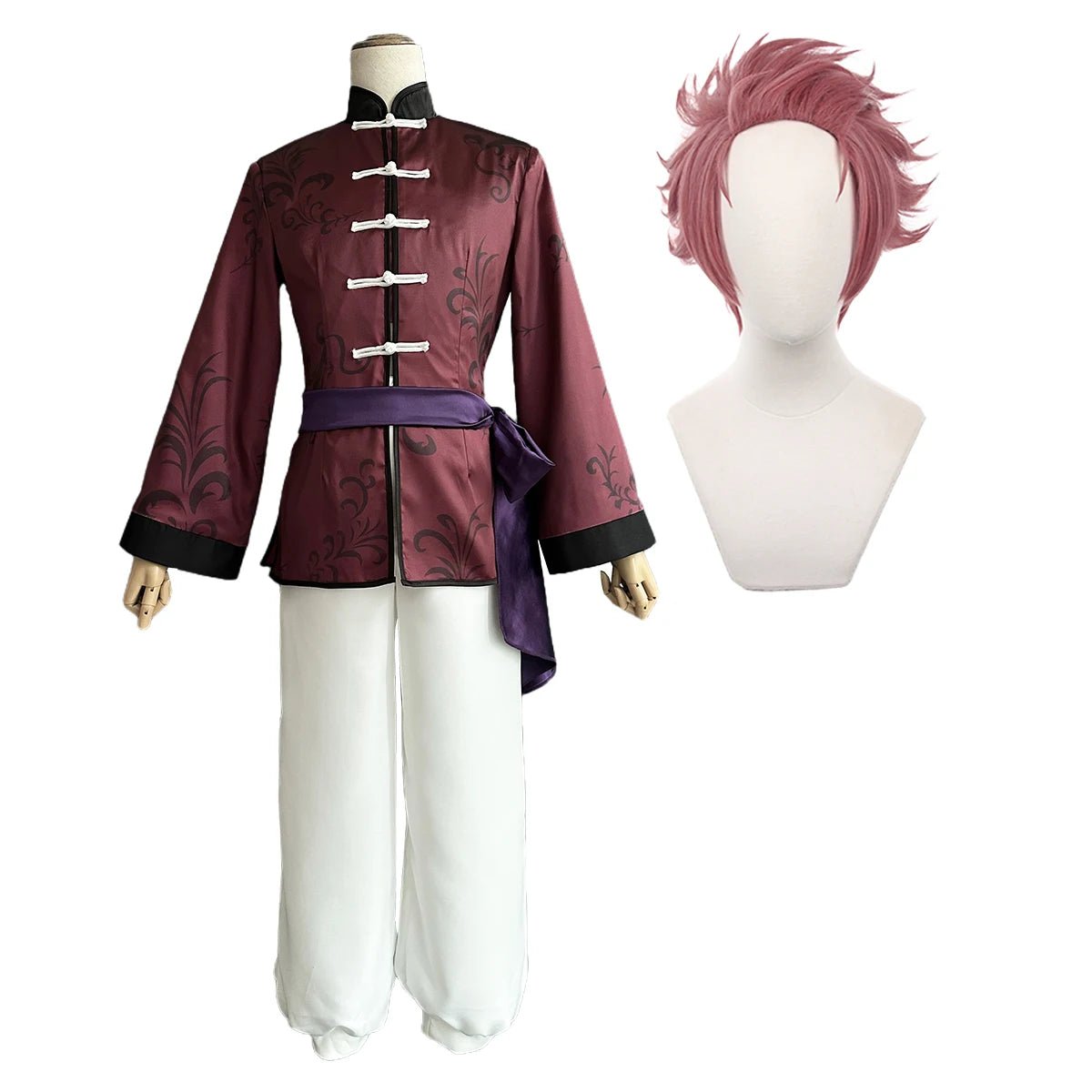 Traje de Cosplay de Sae Itoshi de Blue Lock - Traje Chino Kung Fu Tang con Peluca y Red de Rosa - Fantasia Cosera