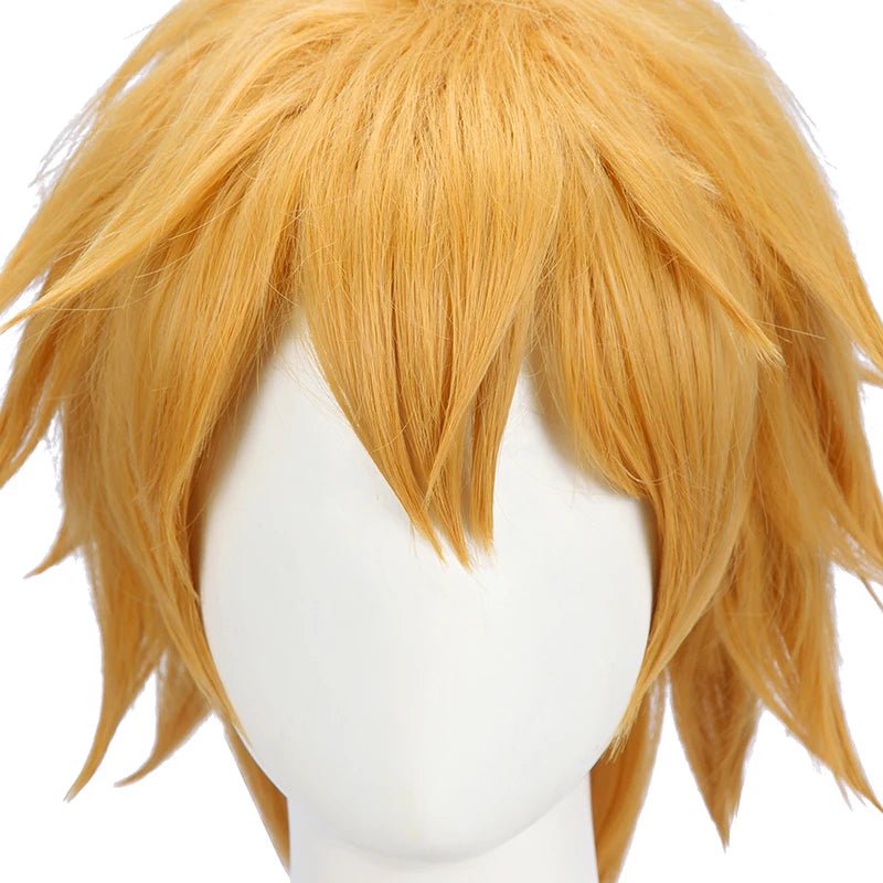 Peluca Cosplay Tohma Genshin Impact 55cm Amarilla para Hombre, Cabello Sintético Resistente al Calor - Fantasia Cosera