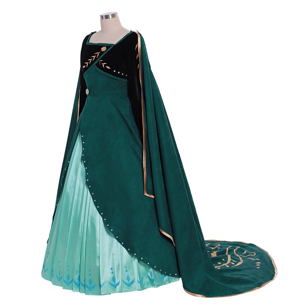 Nueva Visión Disfraz de Reina Anna de Frozen 2 Vestido Verde Oscuro | Traje de Princesa Disney para Adultos - Fantasia Cosera
