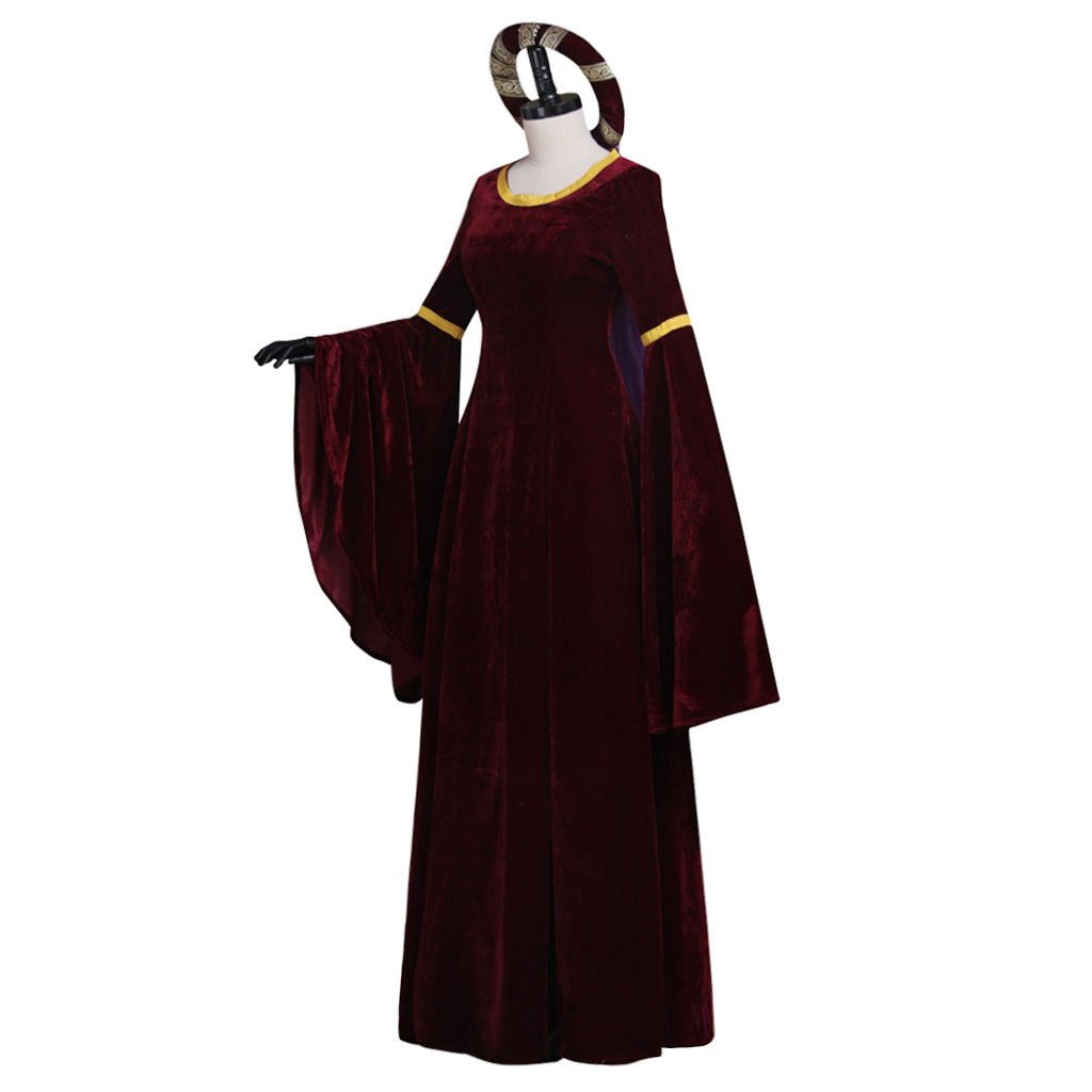 Vestido Renacentista Medieval Rojo Oscuro para Cosplay de Halloween y Carnaval - Fantasia Cosera