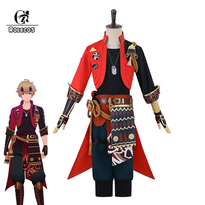 Disfraz de Cosplay de Thoma de Genshin Impact para Hombre - Conjunto Completo con Sombrero para Halloween - Fantasia Cosera