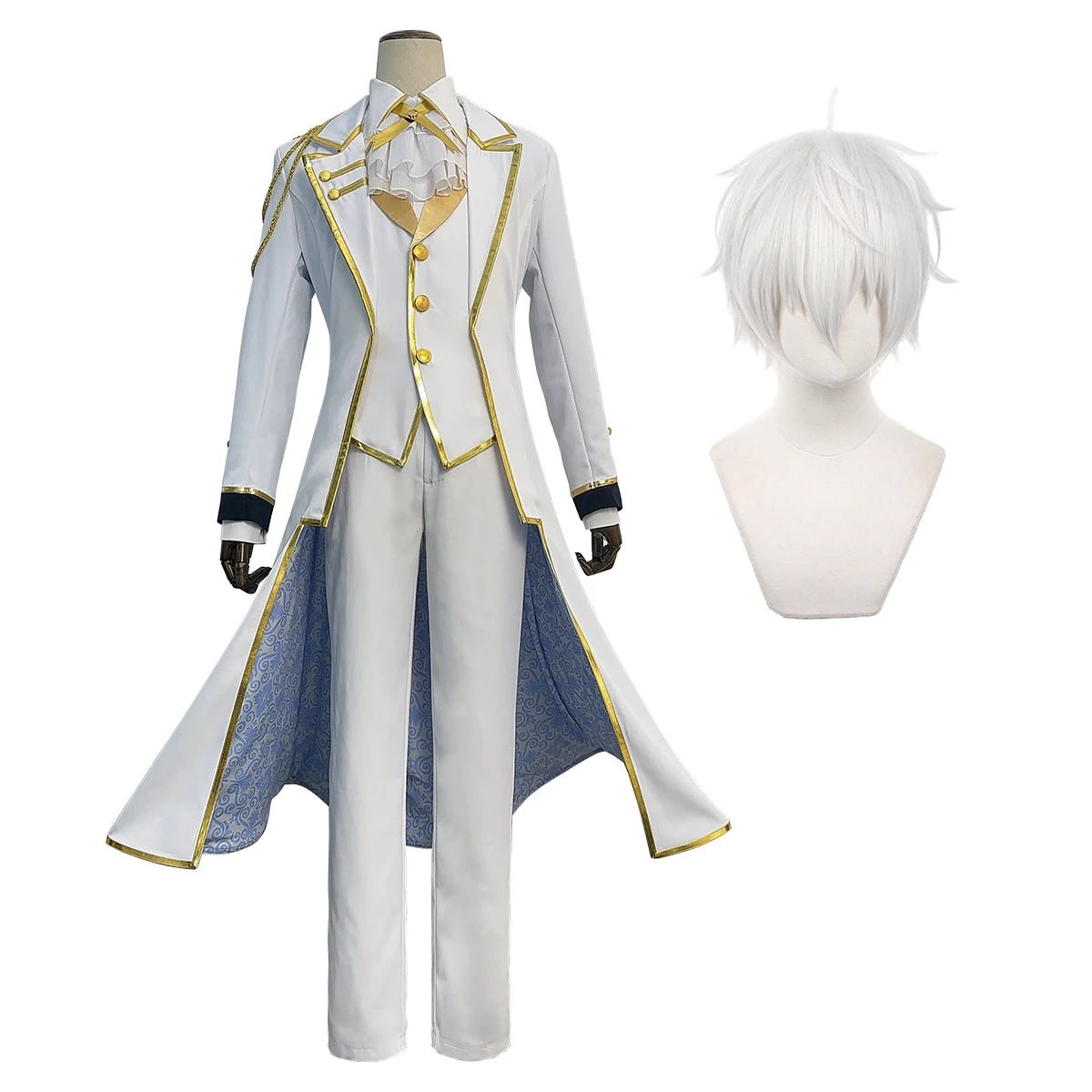 Disfraz Cosplay de NAGI de Blue Lock - Peluca, Abrigo y Pantalones Blancos de la Serie Ángeles y Demonios - Fantasia Cosera