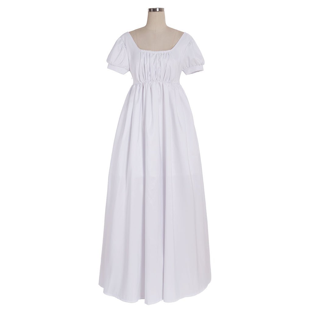Vestido Regencia Blanco Sencillo para Damas - Vestido de Baile de Té Hecho a Medida - Estilo Medieval - Fantasia Cosera