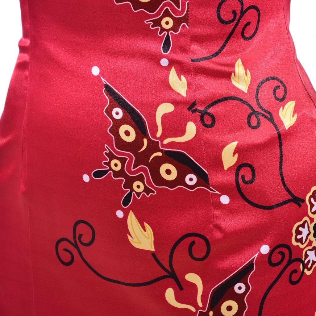 Traje de Cosplay de Ada Wong para Mujer - Vestido Cheongsam Rojo Estampado | Resident Evil Película - Fantasia Cosera