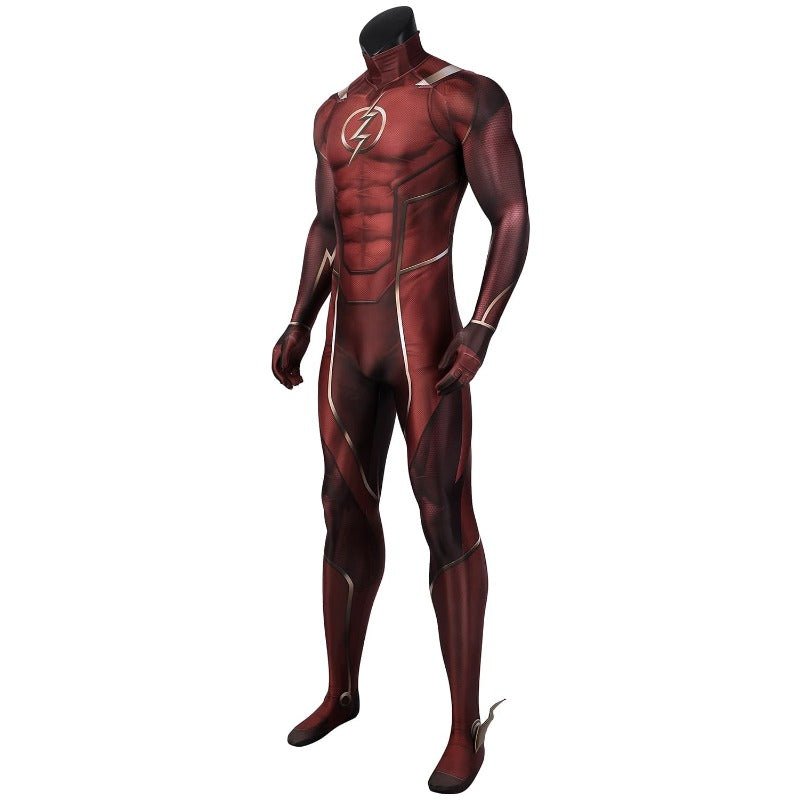 Traje de Cosplay de The Flash Barry Allen Halloween Superhéroe Mono Impreso en 3D con Máscara - Fantasia Cosera