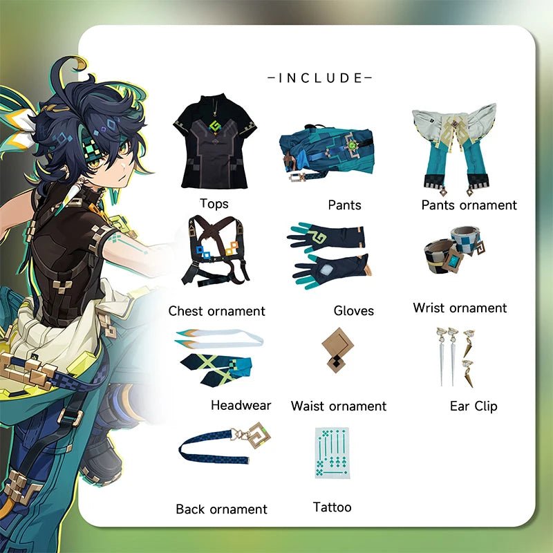 Traje de Cosplay Kinich de Genshin Impact - Caza de Fuego para Hombres - Fantasia Cosera