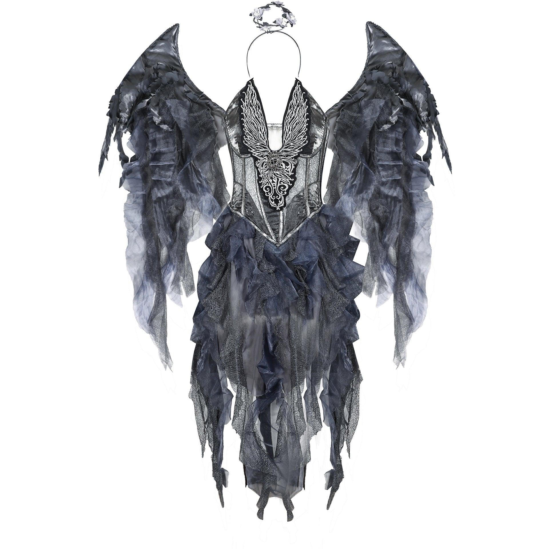 Traje de Ángel Oscuro para Halloween | Cosplay Gótico para Festival de Fantasmas - Fantasia Cosera