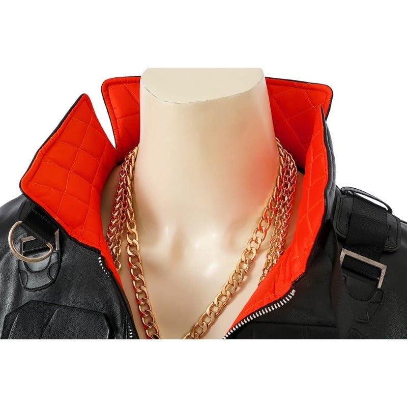 Traje de Cosplay Jackie 2077 en Piel Artificial Negro para Halloween y Fiestas - Fantasia Cosera
