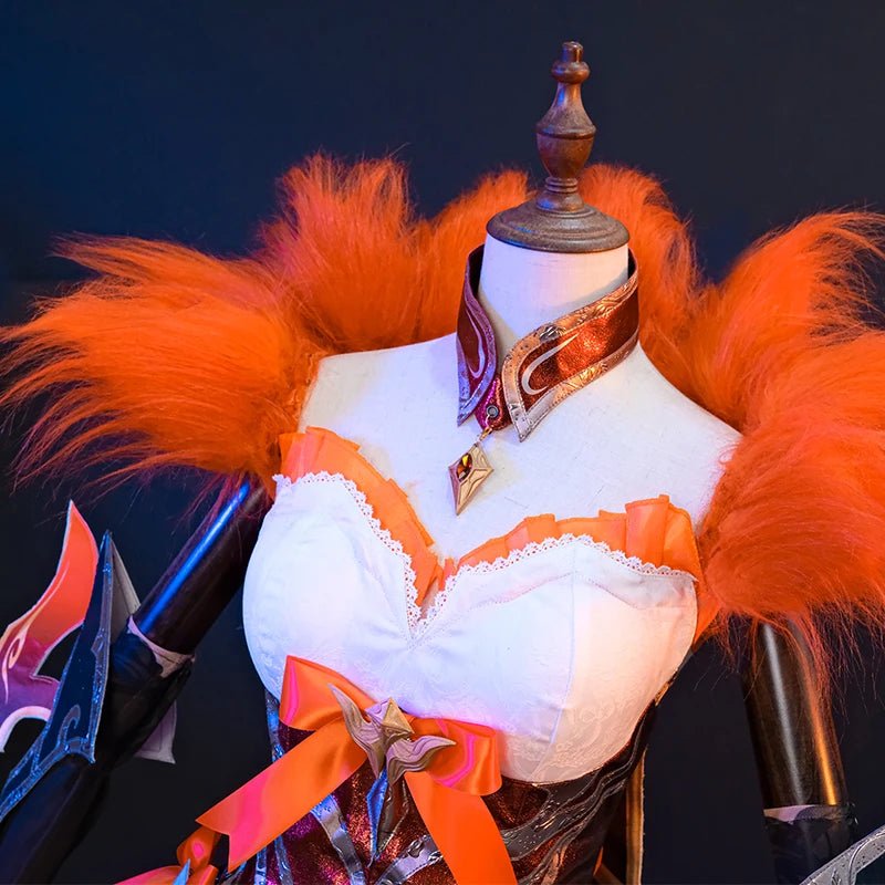 Traje de Cosplay de Evelynn Sombra Mágica Occidental de LOL - Conjunto Completo de Vestido Naranja para Mujer - Fantasia Cosera