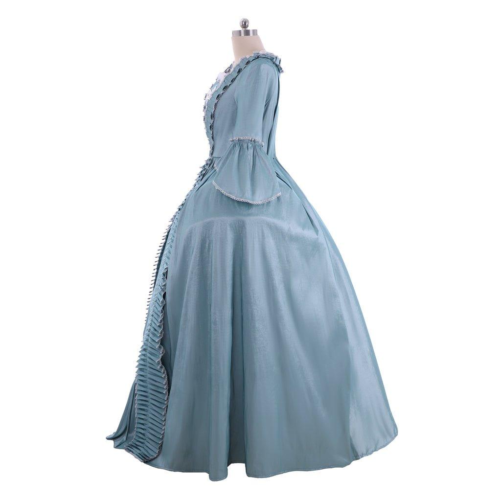 Vestido Rococó de Marie Antoinette del Siglo XVIII - Elegante vestido azul con encaje - Fantasia Cosera