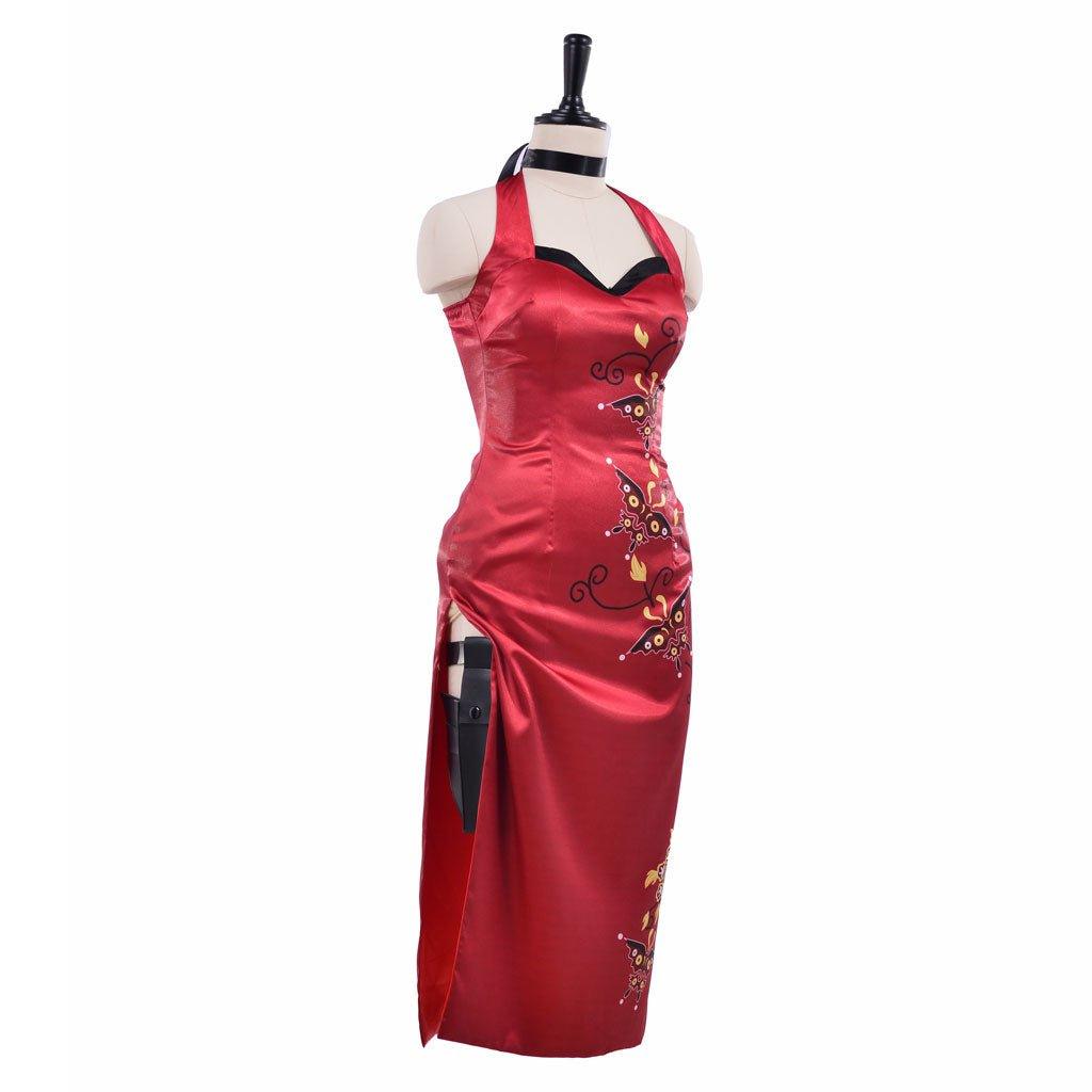Traje de Cosplay de Ada Wong para Mujer - Vestido Cheongsam Rojo Estampado | Resident Evil Película - Fantasia Cosera