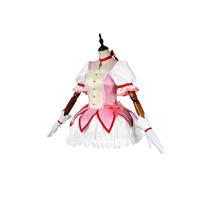 Traje de Cosplay de Madoka Kaname en Satén Mate para Halloween - Puella Magi - Fantasia Cosera
