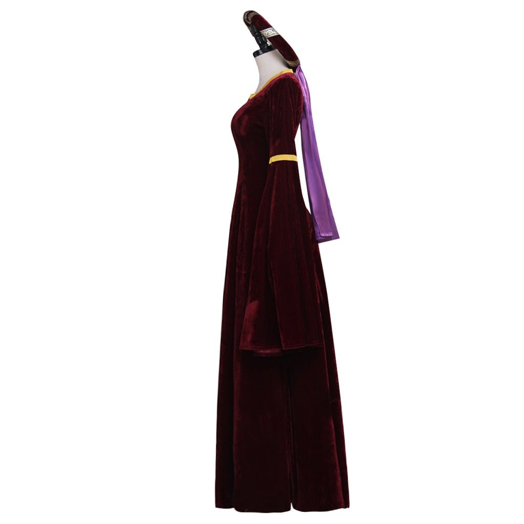Vestido Renacentista Medieval Rojo Oscuro para Cosplay de Halloween y Carnaval - Fantasia Cosera