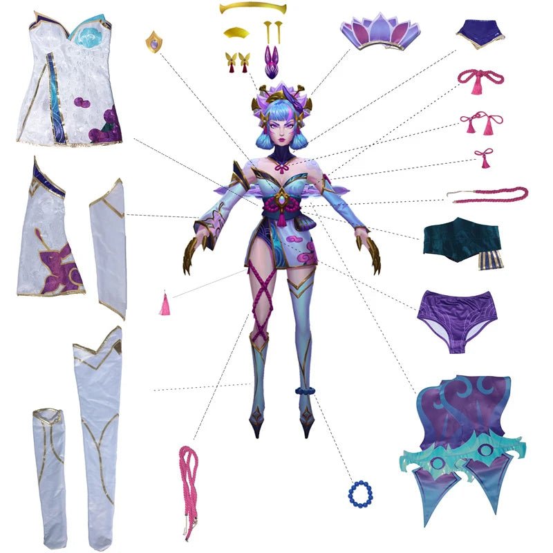 Traje de Cosplay de Evelynn Spirit Blossom de LOL - Vestido Kimono para Mujer con Accesorios - Fantasia Cosera