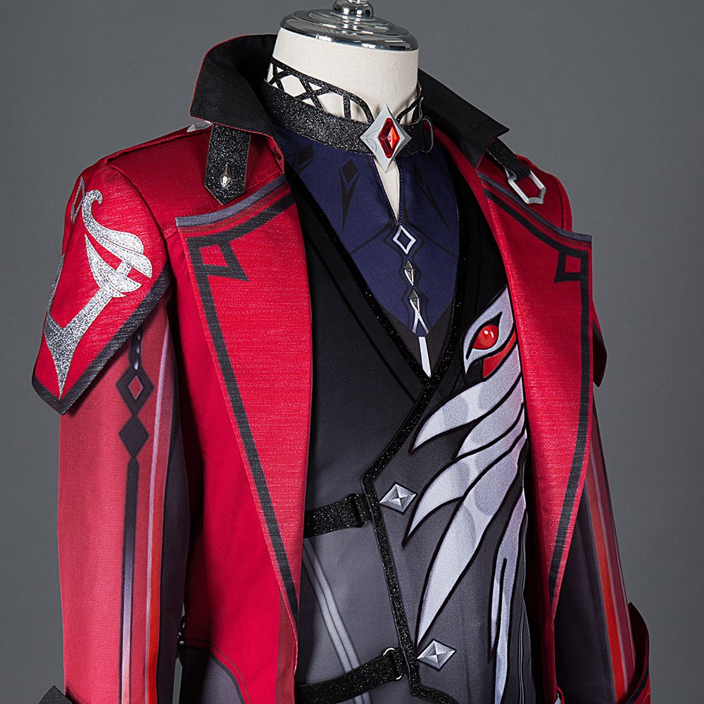 Sumérgete en la Noche con el Traje de Cosplay Diluc Atardecer Carmesí - Genshin Impact - Fantasia Cosera