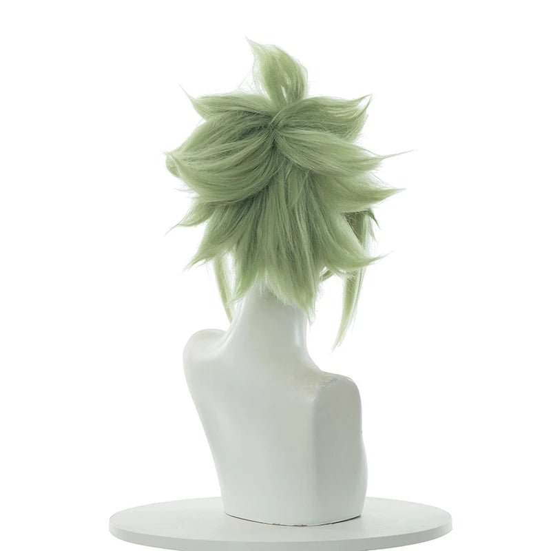 Peluca Genshin Impact Kuki Shinobu 40cm Verde Recta para Mujer, Pelucas de Cosplay Resistentes al Calor Cabello Sintético - Fantasia Cosera