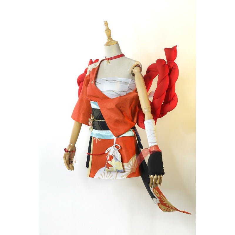 Traje de Cosplay de Yoimiya Kimono con Peluca | Outfit de Genshin Impact - Fantasia Cosera