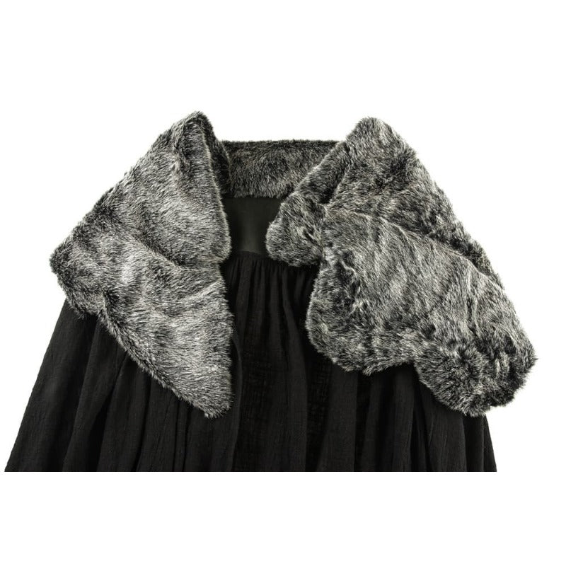 Traje de Cosplay de Sansa Stark para Mujer - Capa de Invierno con Cuello de Piel - Fantasia Cosera