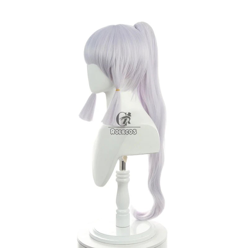 Peluca Cosplay Genshin Impact Kamisato Ayaka 70cm Pelo Largo con Coletas, Cabello Sintético Resistente al Calor - Fantasia Cosera