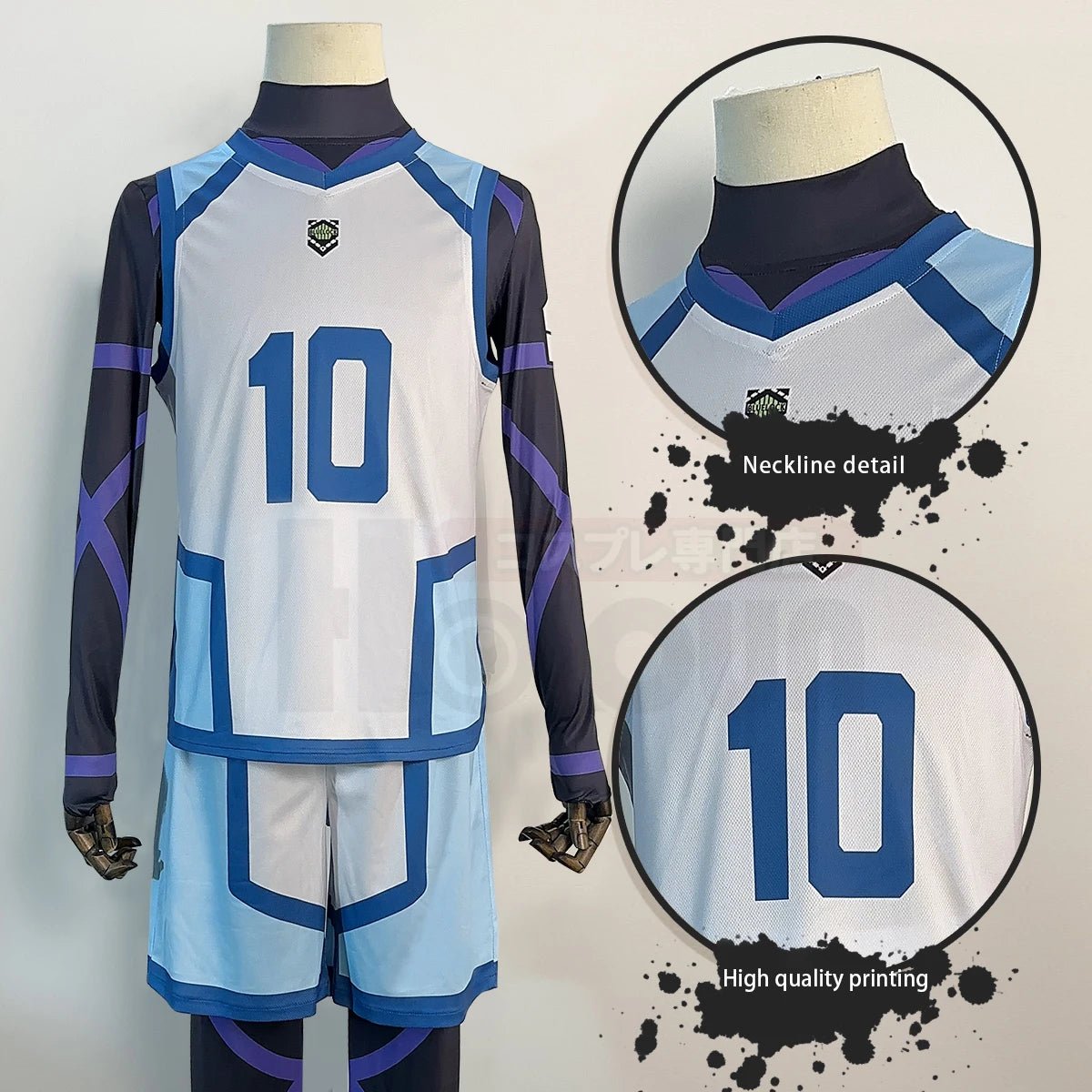 Disfraz de Reo Mikage de Blue Lock Temporada 2 - Peluca NO.10, Camisetas de Entrenamiento 4PCS, Uniforme de Fútbol - Fantasia Cosera