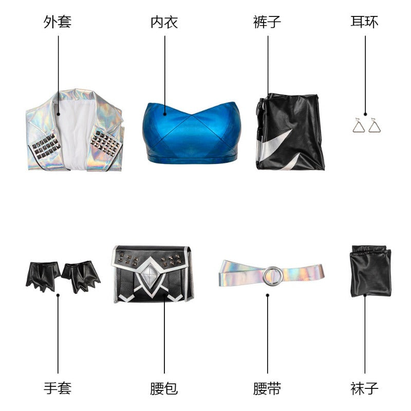 Traje de Cosplay de Akali La Asesina Rebelde Outfit KDA para Halloween, Navidad y Comic Con - Fantasia Cosera