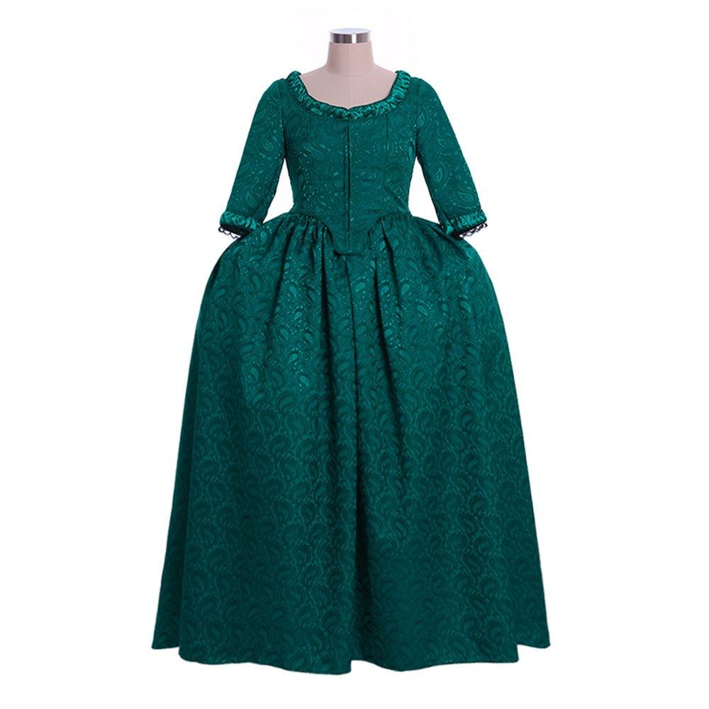 Vestido de Brocado Verde Inspirado en Marie Antoinette - Siglo XVIII Rococo Revival por Fantasía Cosera - Fantasia Cosera