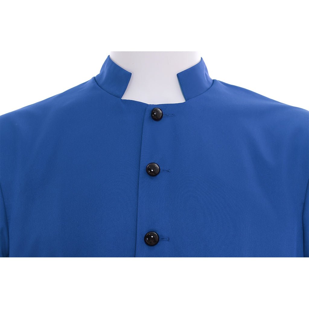 Túnica Clerical Azul para Hombre - Vestiduras Litúrgicas Traje de Sacerdote con Cuello Alto para Iglesia y Cosplay - Fantasia Cosera