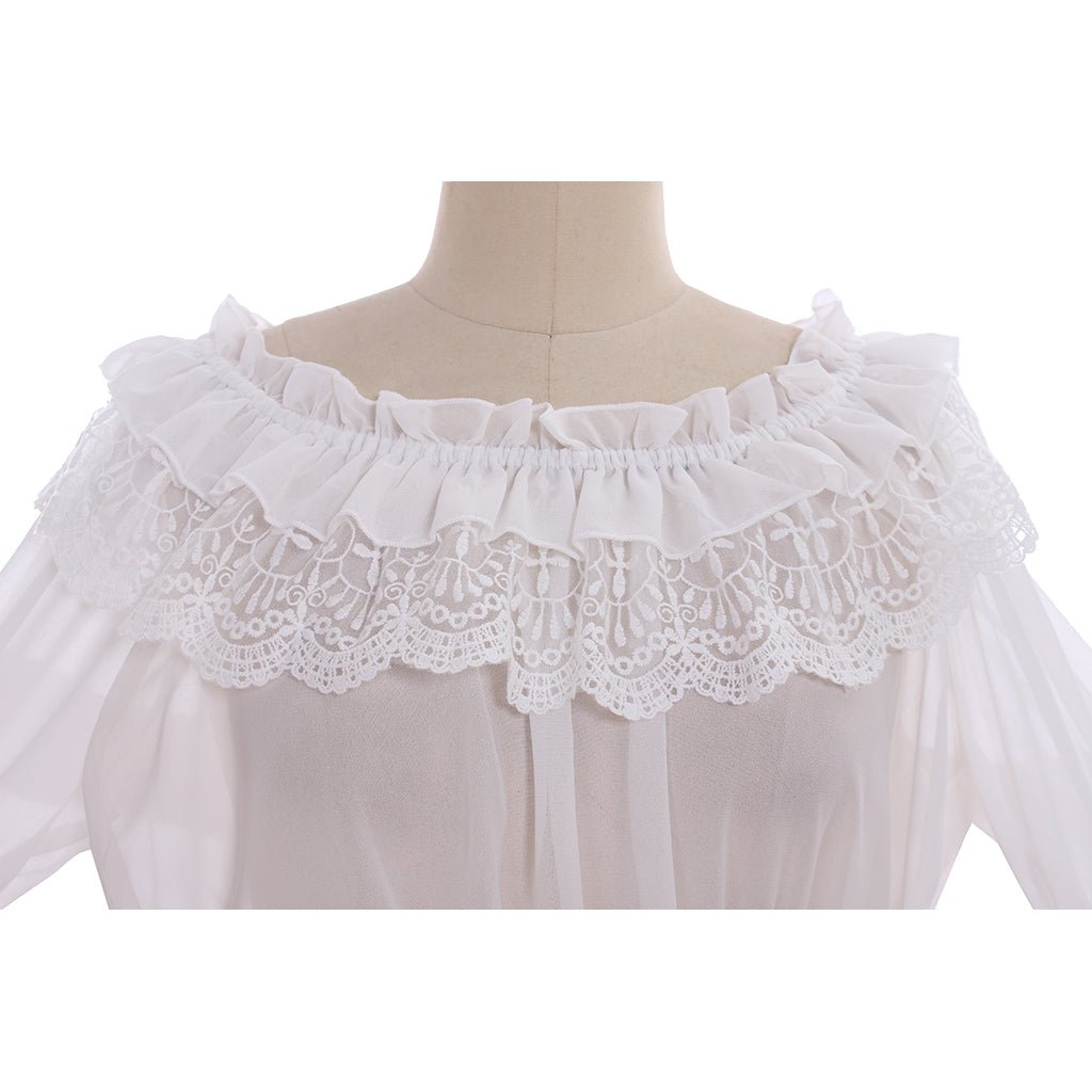 Blusa Lolita Sin Tirantes Mangas Trompeta Chiffon para Mujeres y Niñas - Fantasia Cosera