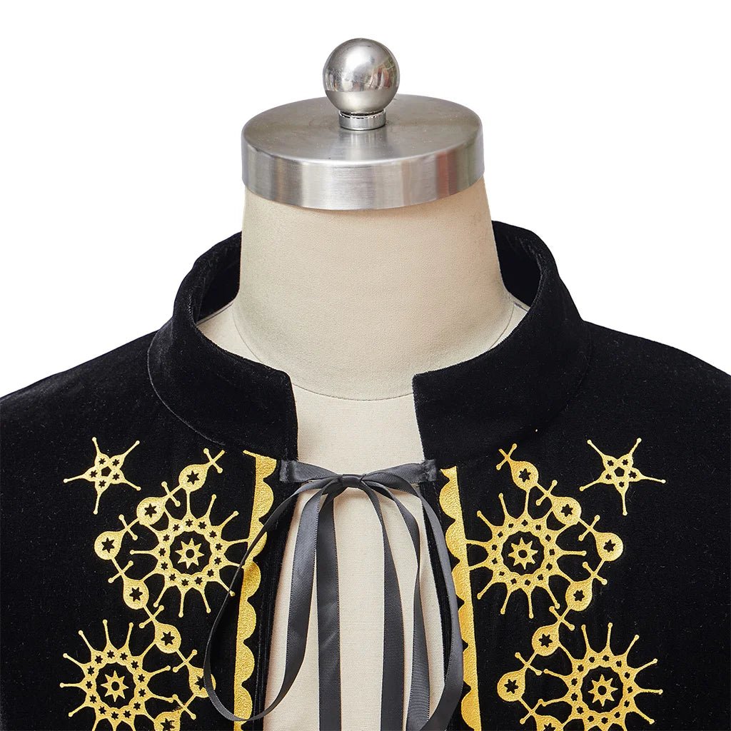 Capa Negra de Rey Medieval Príncipe para Cosplay, Halloween y Festivales - Fantasia Cosera