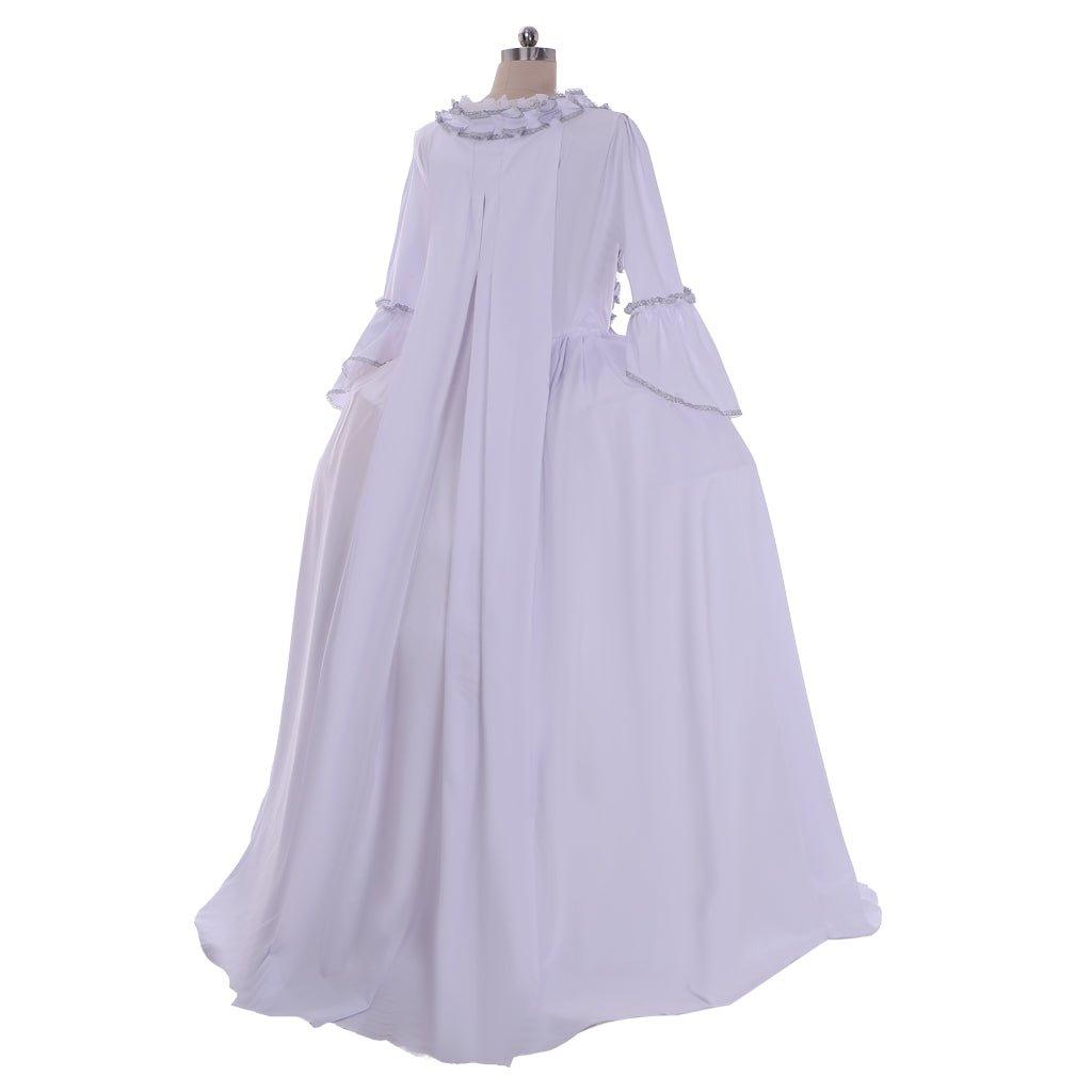 Vestido de Cosplay de Marie Antoinette para Mujer | Vestido Rococó Blanco con Volantes del Siglo XVIII - Fantasia Cosera