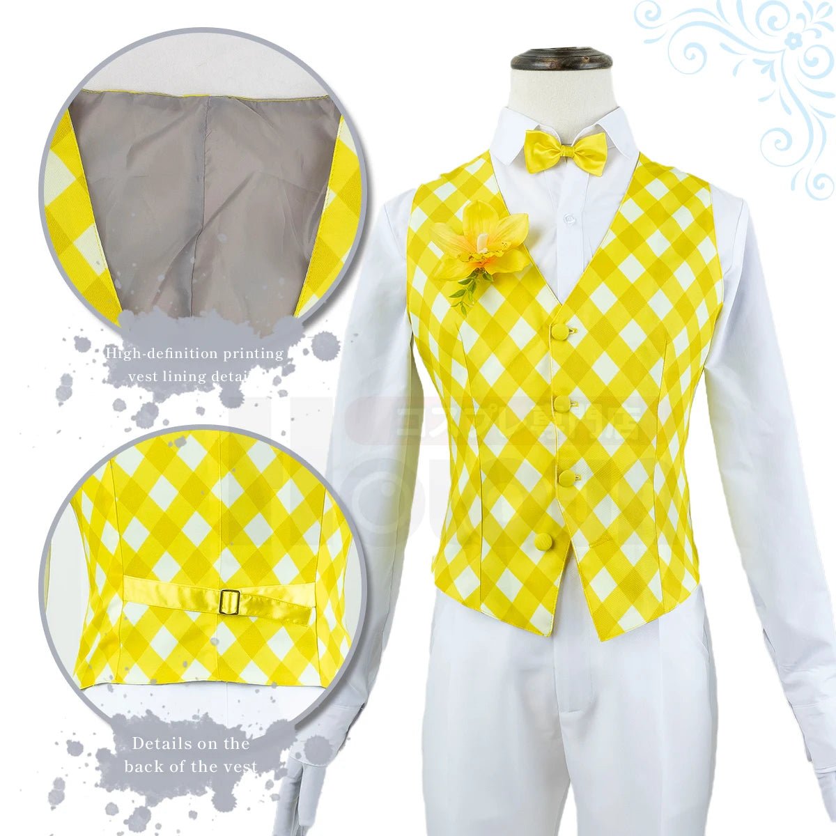 Traje de Cosplay de Bachira de Blue Lock con Peluca, Tuxedo y Rosa de Corsage - Fantasia Cosera