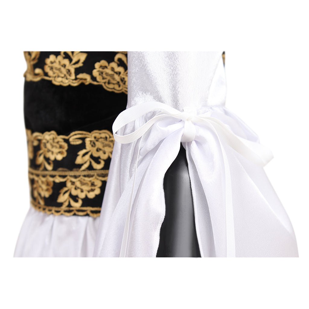 Vestido Medieval Blanco con Chaleco Negro para Adultos - Traje de Cosplay Personalizado para Fiestas de Halloween y Carnaval - Fantasia Cosera