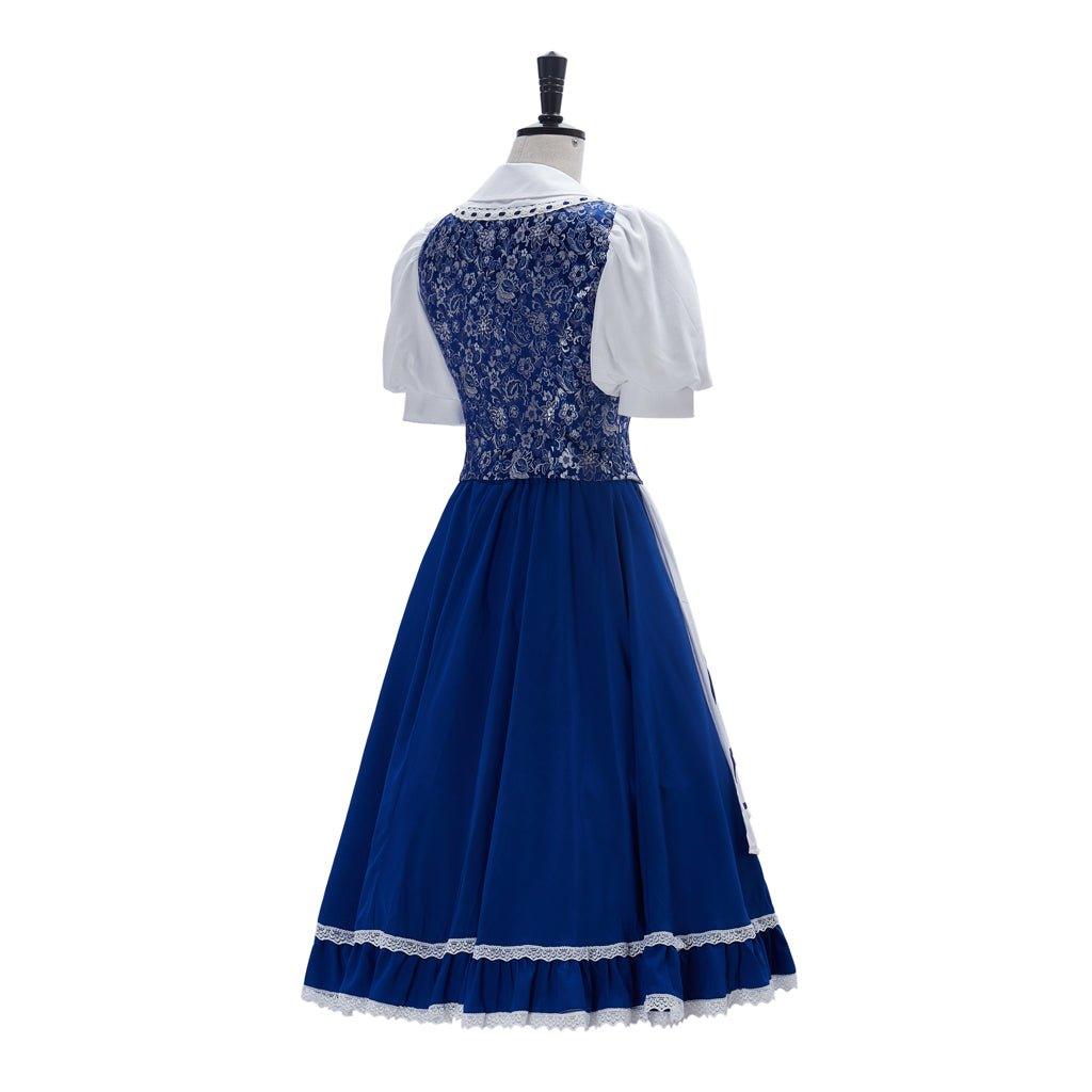 Vestido de Doncella Azul de Belle para Mujer - Disfraz de Princesa Belle - Fantasia Cosera