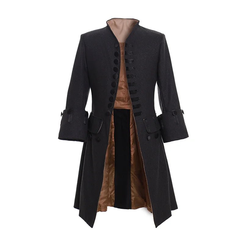 Abrigo Largo Medieval Steampunk Edwardiano para Hombres - Fantasía Cosera - Fantasia Cosera