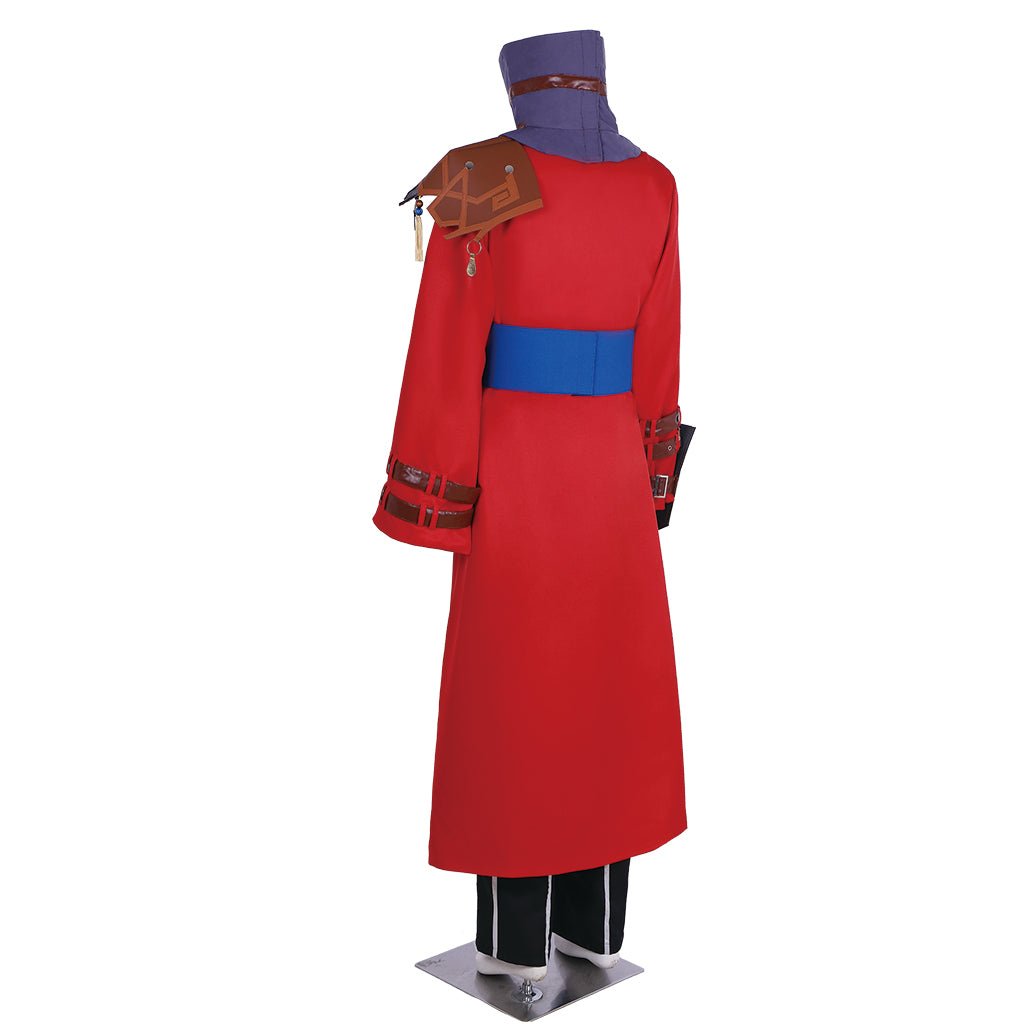 Traje de Cosplay de Auron de Final Fantasy X | Conjunto Completo de Traje Rojo para Role Play - Fantasia Cosera