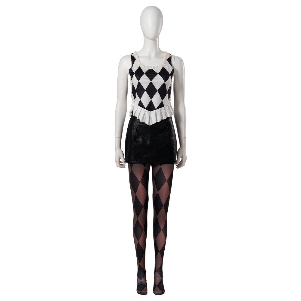 Traje de Cosplay de Harley Quinn Joker 2 para Mujeres - Abrigo Rojo y Falda de Cuero - Fantasia Cosera