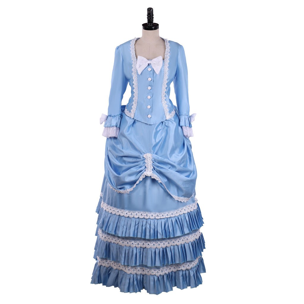 Vestido Victoriano Azul con Detalles de Encaje | Ideal para Cosplay, Moda del Siglo XIX y Bailes Temáticos - Fantasia Cosera