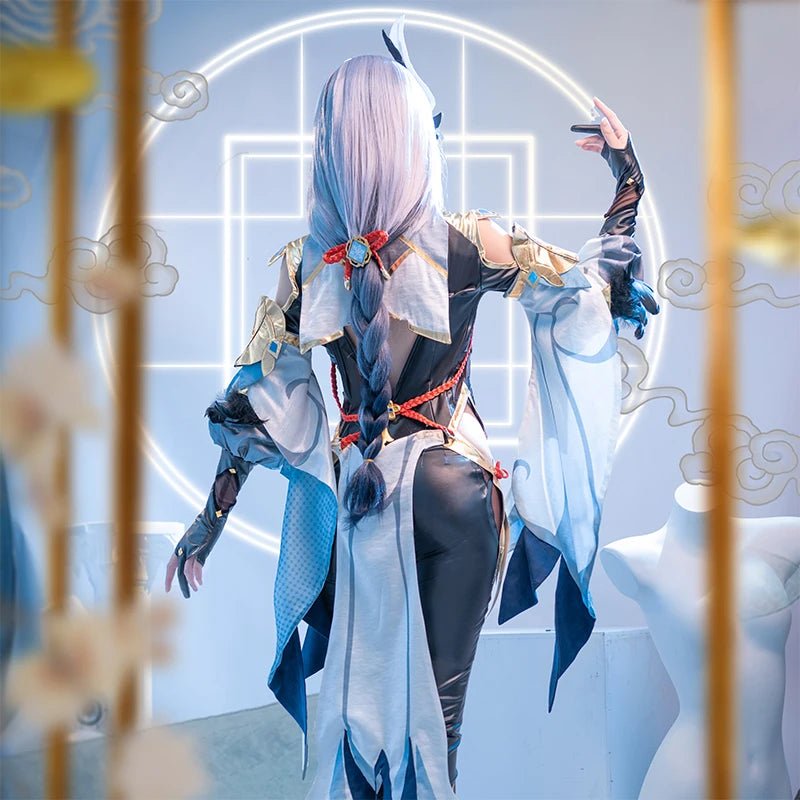 Traje de Cosplay de Shenhe Genshin Impact para Mujer Jumpsuit Elegante Conjunto Completo - Fantasia Cosera