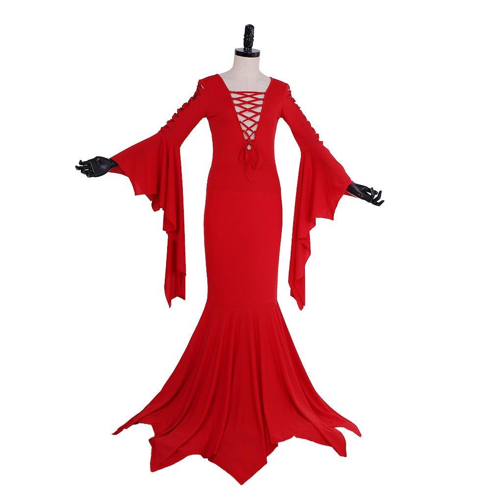 Traje de Cosplay de Morticia Addams para Mujer | Vestido Gótico Vintage para Halloween y Fiestas de Carnaval - Fantasia Cosera