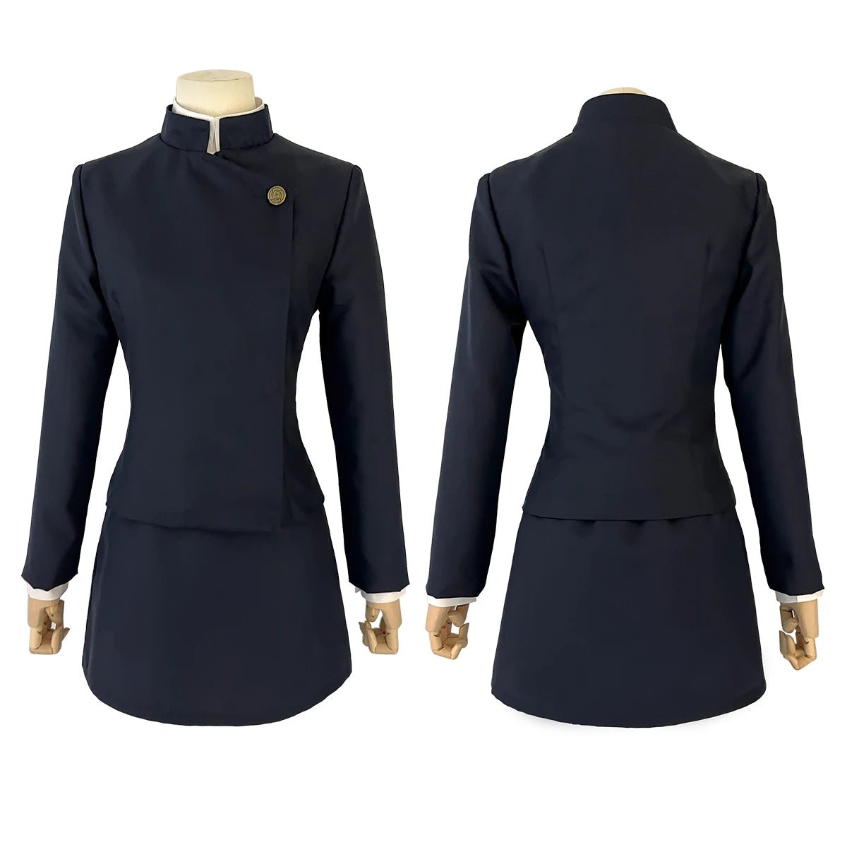 Traje de Cosplay de Maki Zenin de Jujutsu Kaisen con Peluca Azul Oscuro, Chaqueta y Falda - Fantasia Cosera