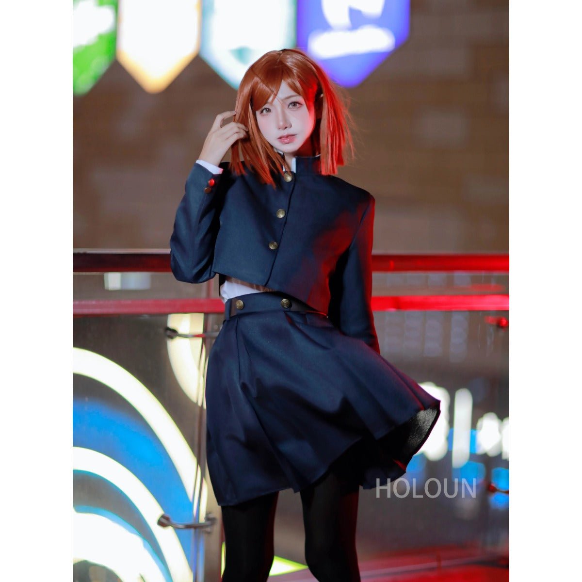 Disfraz de Cosplay de Nobara Kugisaki de Jujutsu Kaisen - Peluca, Chaqueta y Falda para Anime, Halloween y Navidad - Fantasia Cosera