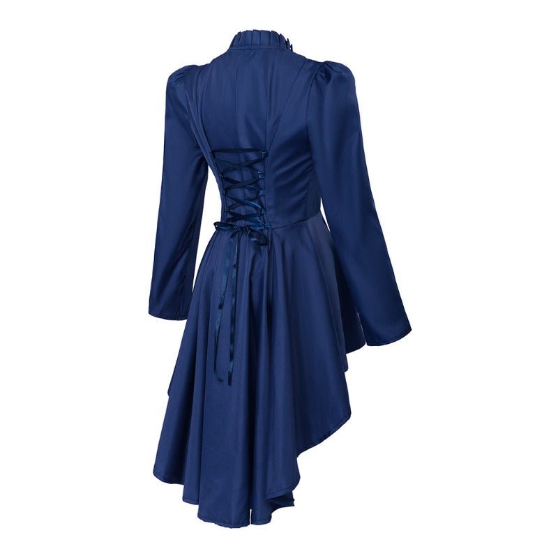 Vestido Gótico Medieval de Cocktail Alto-Bajo – Traje de Cosplay de Manga Larga para Mujer - Fantasia Cosera
